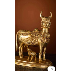 Brass Kamdhenu With Calf  Idol